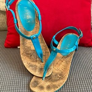 Turquoise wedge Ralph Lauren wedge sandals size 8.5
